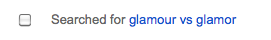 Screenshot: Searched for glamour vs glamor
